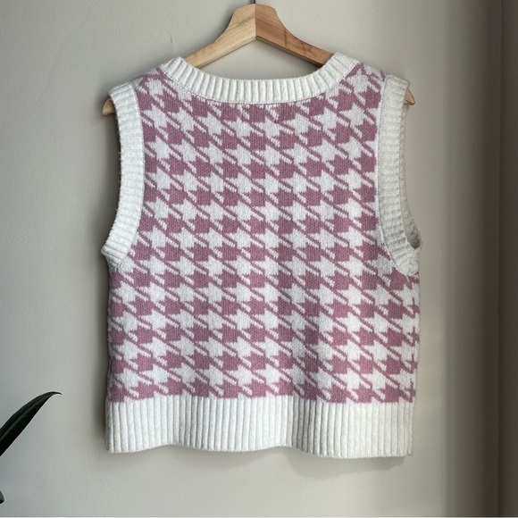 PINK ROSE Houndstooth Cropped Sweater Vest Size Large - Picture 4 of 4